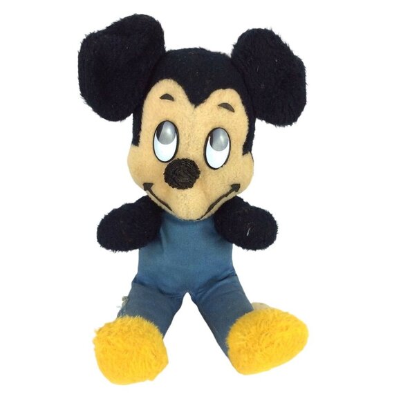 Vintage Mickey Mouse Plush Toy 16 inch Blue Jumpsuit By Walt Disney Productions - Picture 1 of 9